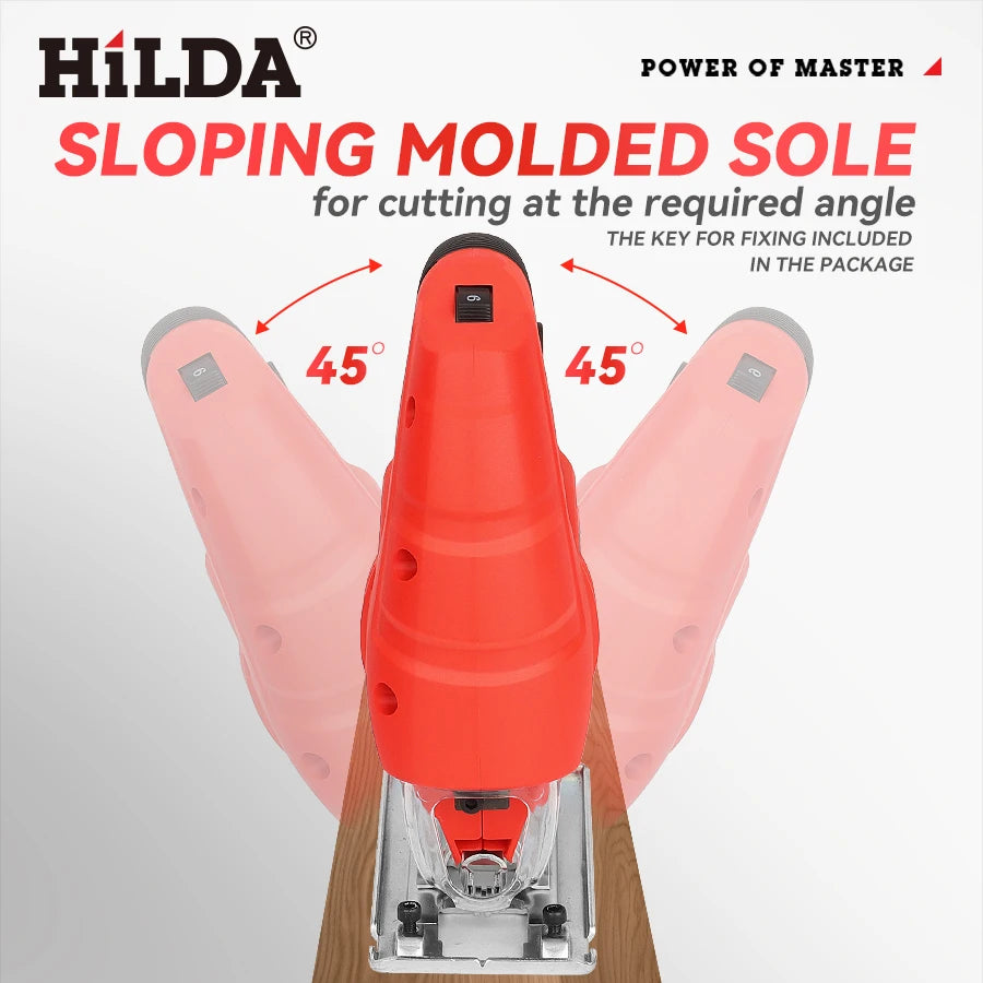 HILDA Electric Jig Saw Household Plug - in Brushed Six Speed Electric Curved Cutting Tool Suitable For A Wide Range Of Materials