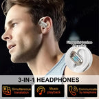 3-in-1 AI Translator Earbuds Wireless BT Translation Headphones 144 Languages Translation Earphones Headset for Travel Business