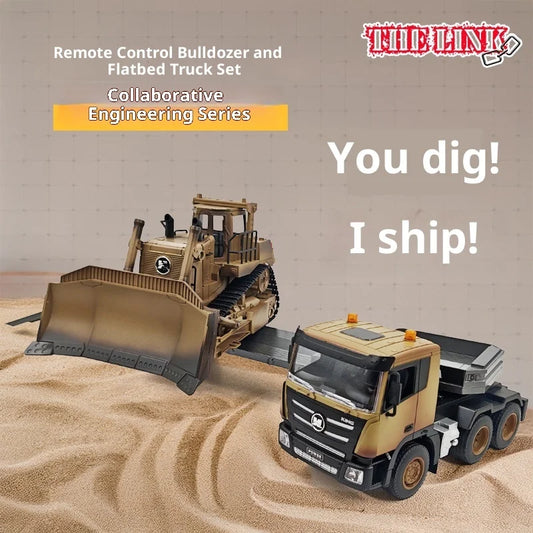 1/18 Rc Truck Alloy Tractor Thelink 1318 Remote Controlled Bulldozer D9r Collaborative Engineering Trucks Boy Toys Huina1554