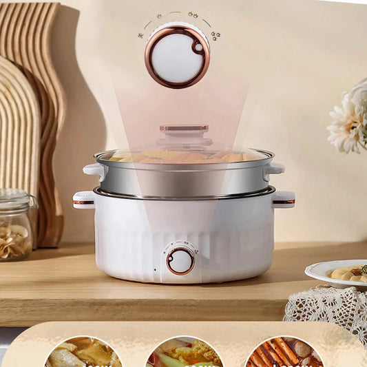 Portable Electric Multifunctional Cooker Household Double Layer Hot Pot Mini Non-stick Cookware for Kitchen and Home Appliance