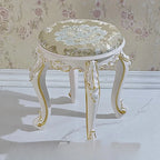 European Fabric Pouf,Modern Round Tea Table Stool, High-Quality Manicure Seat, Living Room Sofa Side Ottoman, Versatile Seating.