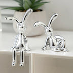 Rabbit Animal Decor Modern Style Cartoon Bunny Sculptures Silver Nordic Rabbit Statue Living Room Decoration