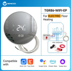 Round Floor Thermostat with LCD Mirror Screen Tuya Smart WiFi Heating Thermostat Warm Room Temperature Controller Alexa Alice