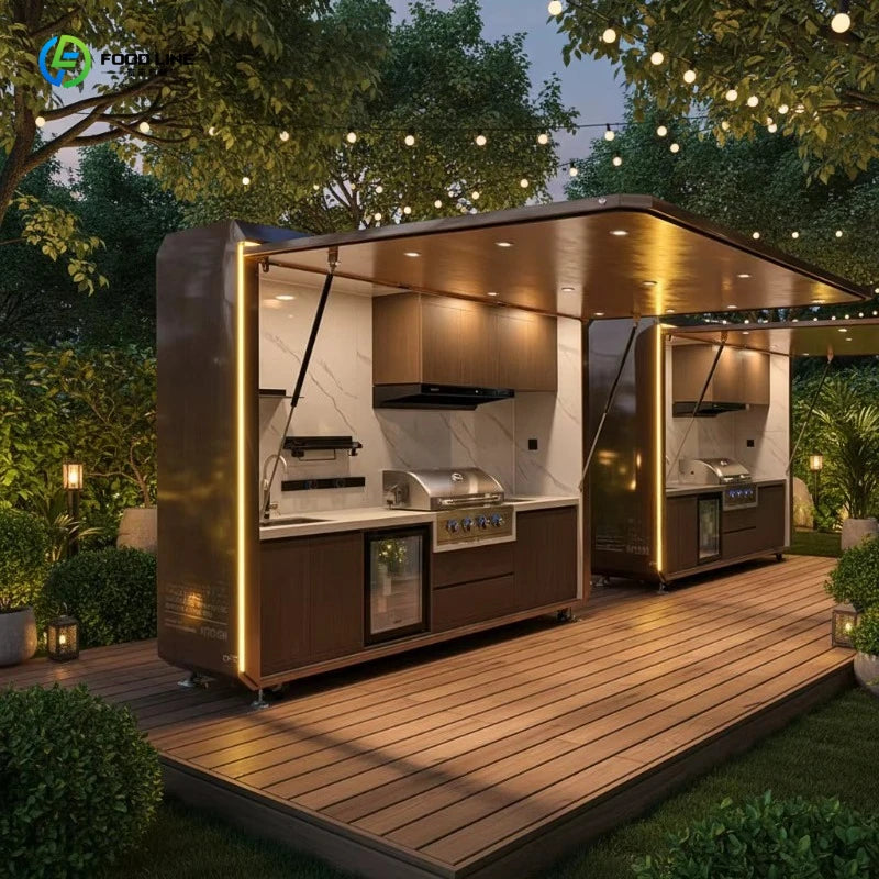 Customized High End Aluminium Alloy Outdoor Kitchen Cabinet with Sink for Garden BBQ and Mall Use