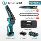 YOFIDRA 8 Inch Brushless Electric Chainsaw Cordless Rechargeable Garden Woodworking Cutting Power Tools For Makita  Battery Pin