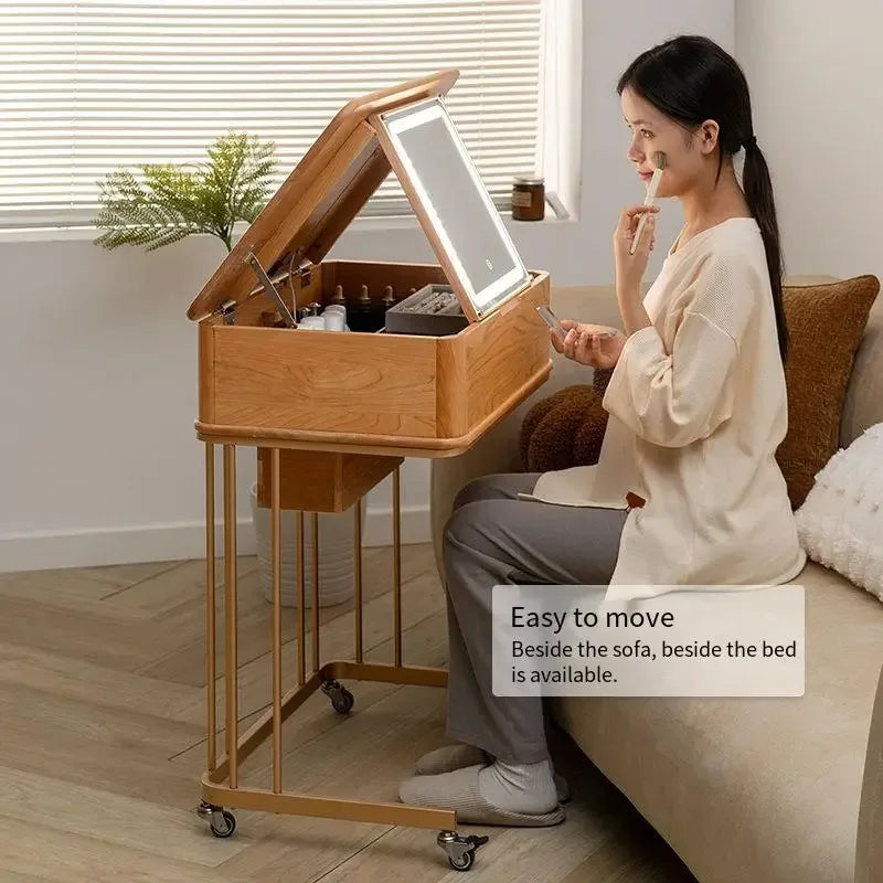 Portable Adult Vanity Table Nordic Woman Wheels Storage Unique Bedroom Dressers Makeup Desk Mirror Penteadeira Furniture Home