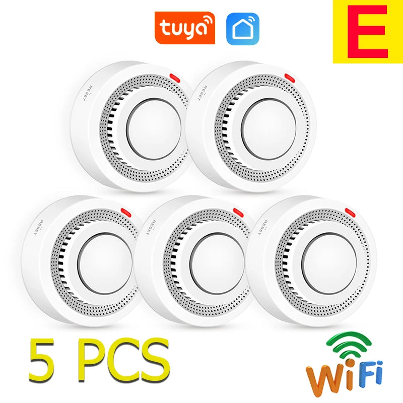 Tuya WiFi Smoke Detector Wireless Photoelectric Sensor Fire Alarm Home Kitchen Security System Smart Life App Alert Sound Alarm