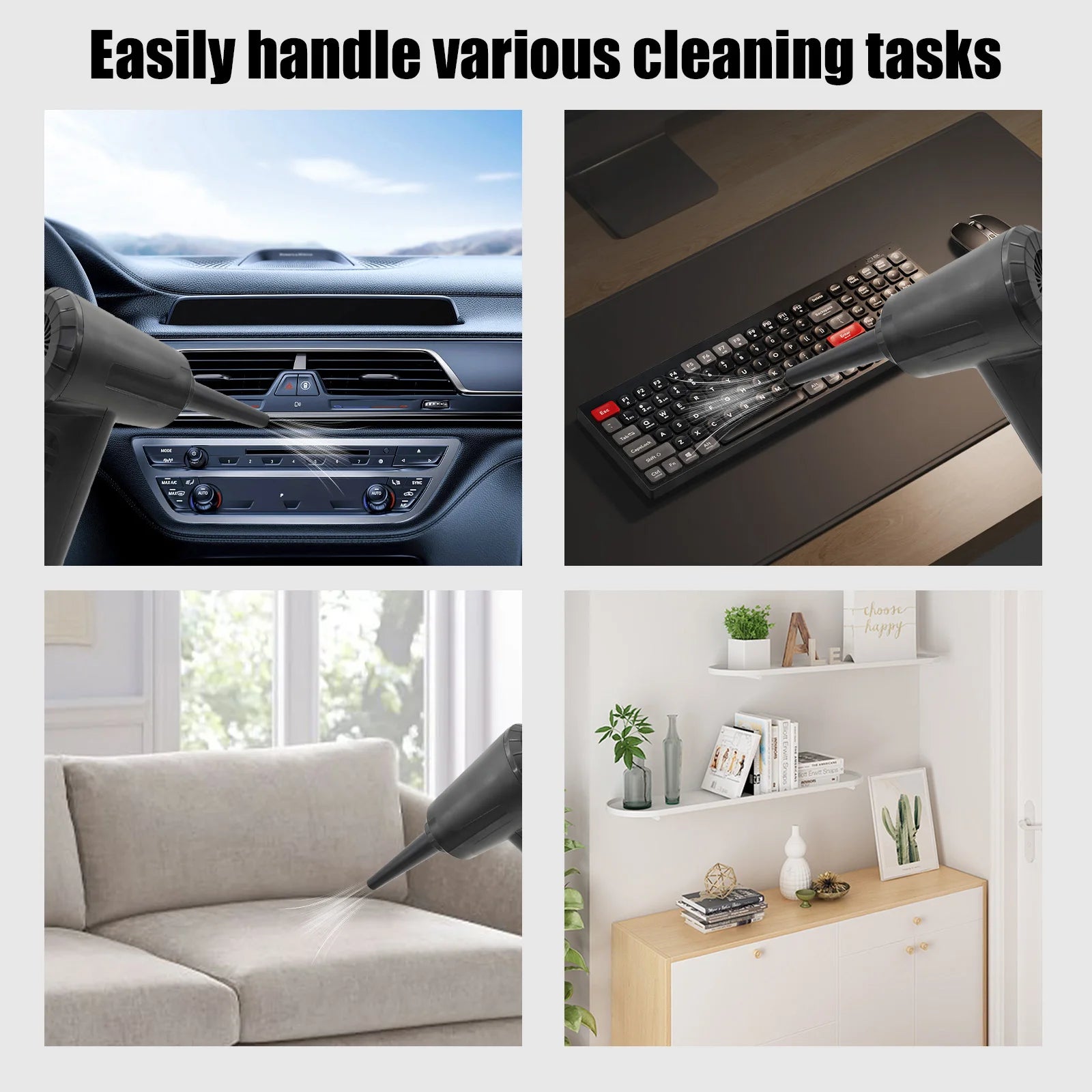 Protable Air Duster for Computer Cleaning 50000RPM Cordless Compressed Air Blower with LED Light for PC, Keyboard, and Car