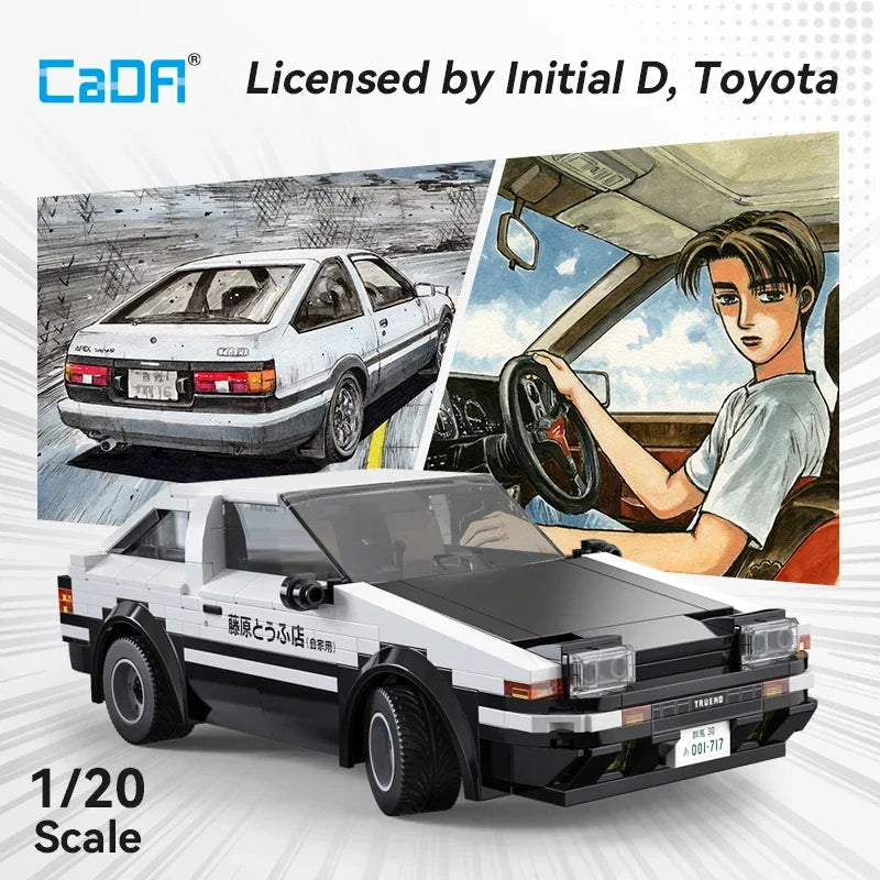 Cada New product 2025 City Technical RC Drift Racing Car Building Blocks AE86 Sports Car Bricks Adult Toys Festival Gifts