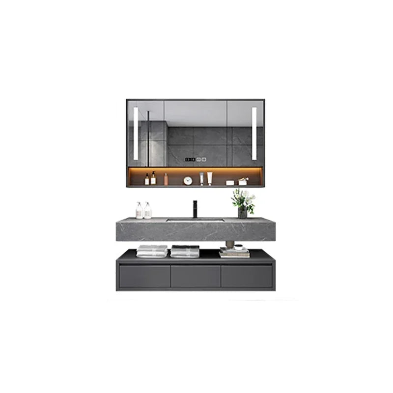 Light Luxury Panel Intelligent Bathroom Cabinet Meuble Rock Salle De Bain Wood Washbasin Double Basin Bathroom Cabinet Home