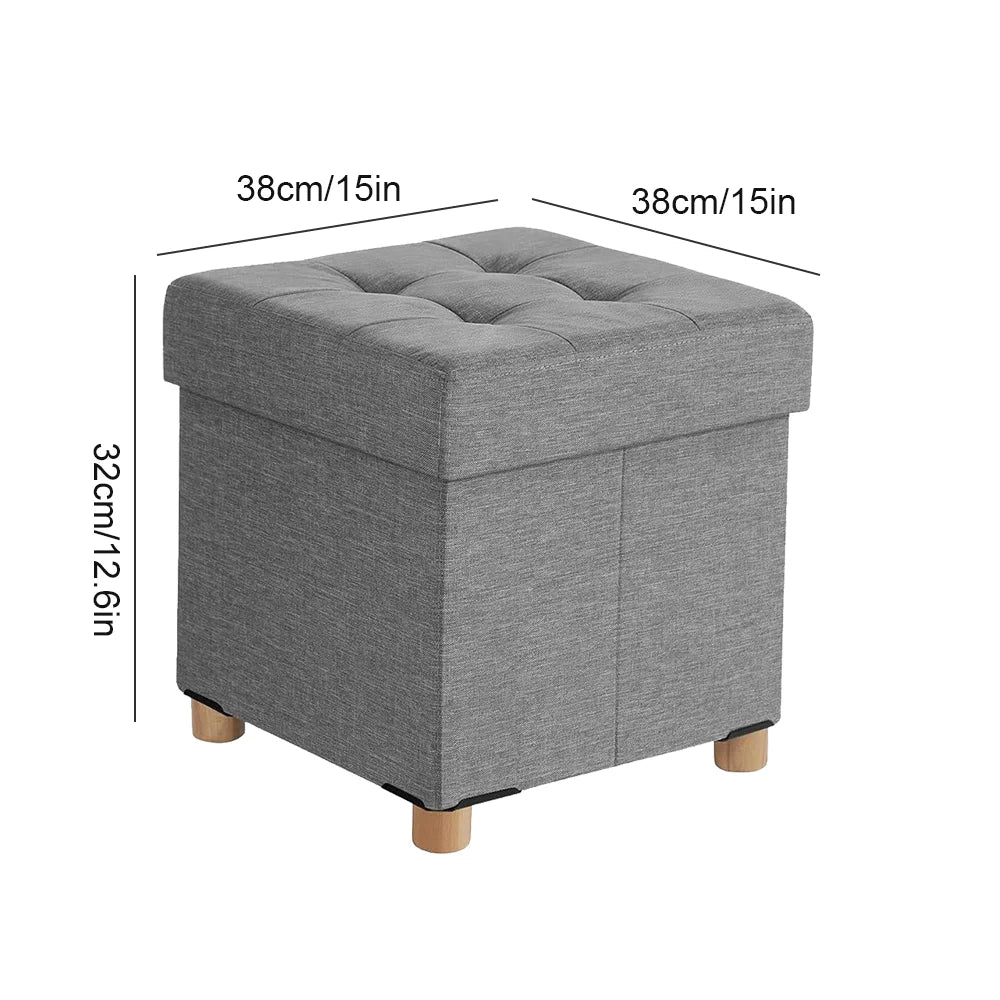 Folding Storage Trunk Footrest Stool Cube Bench Square Folding Stool Polyester Stool Storage Boxes for Bedroom Entrance Store