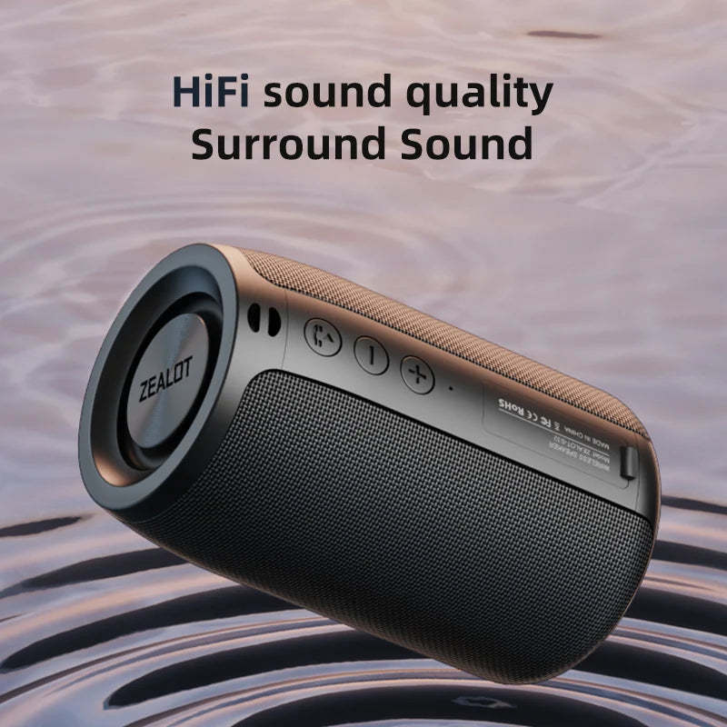 ZEALOT S32 Portable Bluetooth Speaker Mini Wireless HIFI Subwoofer Speaker with fm Radio Column Support TF, TWS, USB Flash Drive