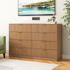 8 Drawer Dresser for Bedroom, Modern Fluted Double Dresser, 55" Wide Chest of Dressers, Mid Century Wooden Beside Table for Clos
