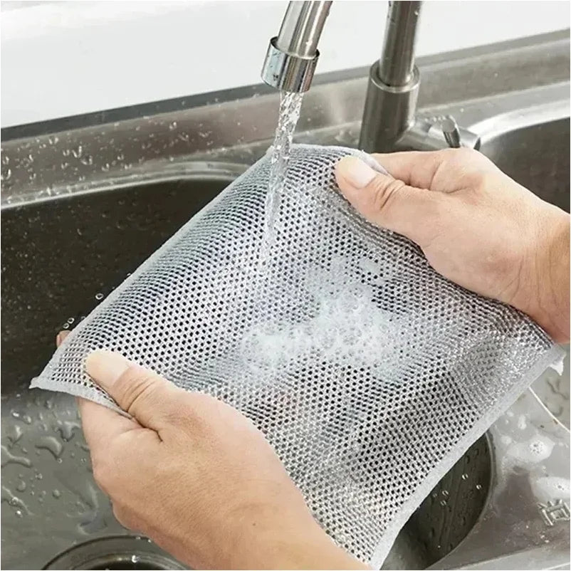 Thickened Cleaning Cloth, Kitchen Rag, Stainless Steel Cleaning Cloth, Suitable For Cleaning Kitchen Oil Stains/5pcs