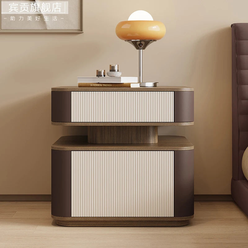 Minimalist Modern Aesthetic Bedside Table With Drawers Design Storage Nightstand Space Saving Mesa De Noche Bedroom Furniture