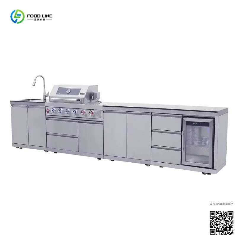Customized Outdoor Kitchen Cabinet Set Haute Couture Garden Modular Stainless Steel Modern Design Gas Grill