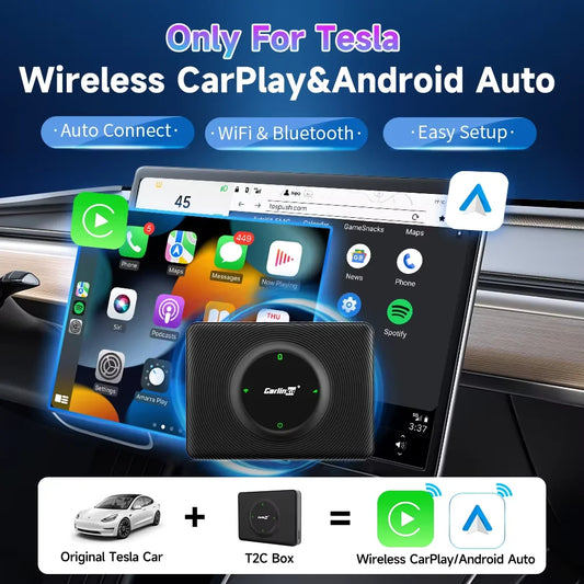 CarlinKit Wireless CarPlay & Android Auto for Tesla Model 3/X/Y/S - Auto Connect, Siri, Spotify, Waze | AlluCanFind