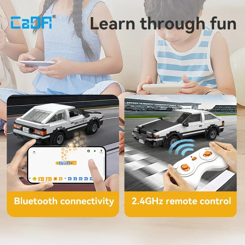 Cada New product 2025 City Technical RC Drift Racing Car Building Blocks AE86 Sports Car Bricks Adult Toys Festival Gifts