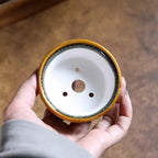 Porcelain Glazed Circle Bonsai Pot,Small Vase, Traditional Chinese Kiln Transmission, Dormitory Room,Table,Garden Decoration