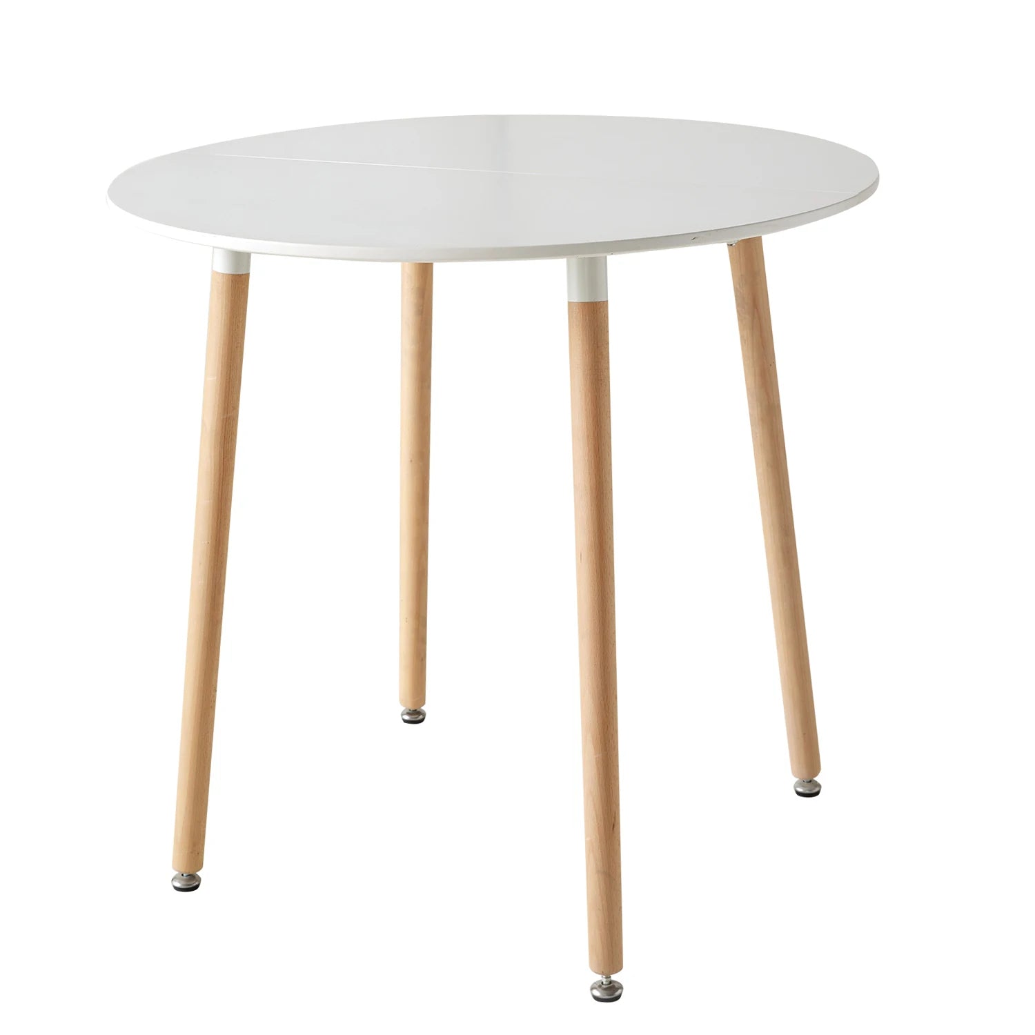 EGOONM Modern Round Dining Table Nordic Scandinavian MDF Top Solid Beech Legs for Living Room Dining Room White