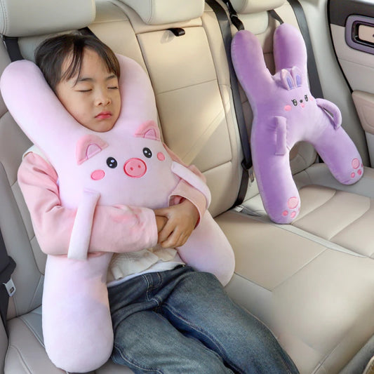 Kids Car Neck Pillow | Seat Belt Safety Sleep Aid for Comfortable Travel & Head Support