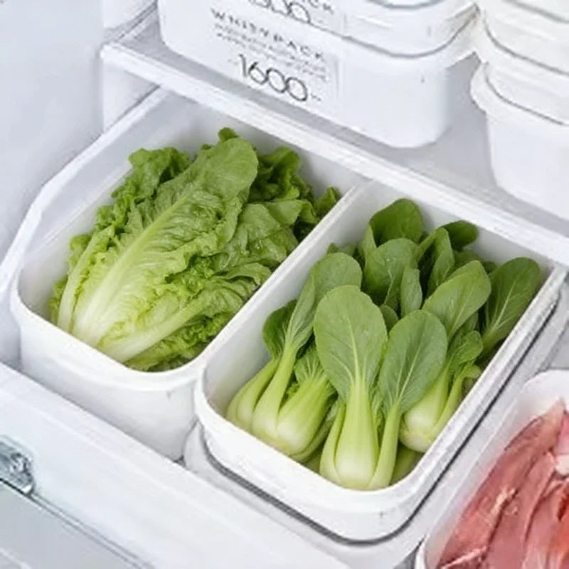 Kitchen Sealed Fresh Storage Containers 4 Size White Food Box for Refrigerator Organizer Storage Box