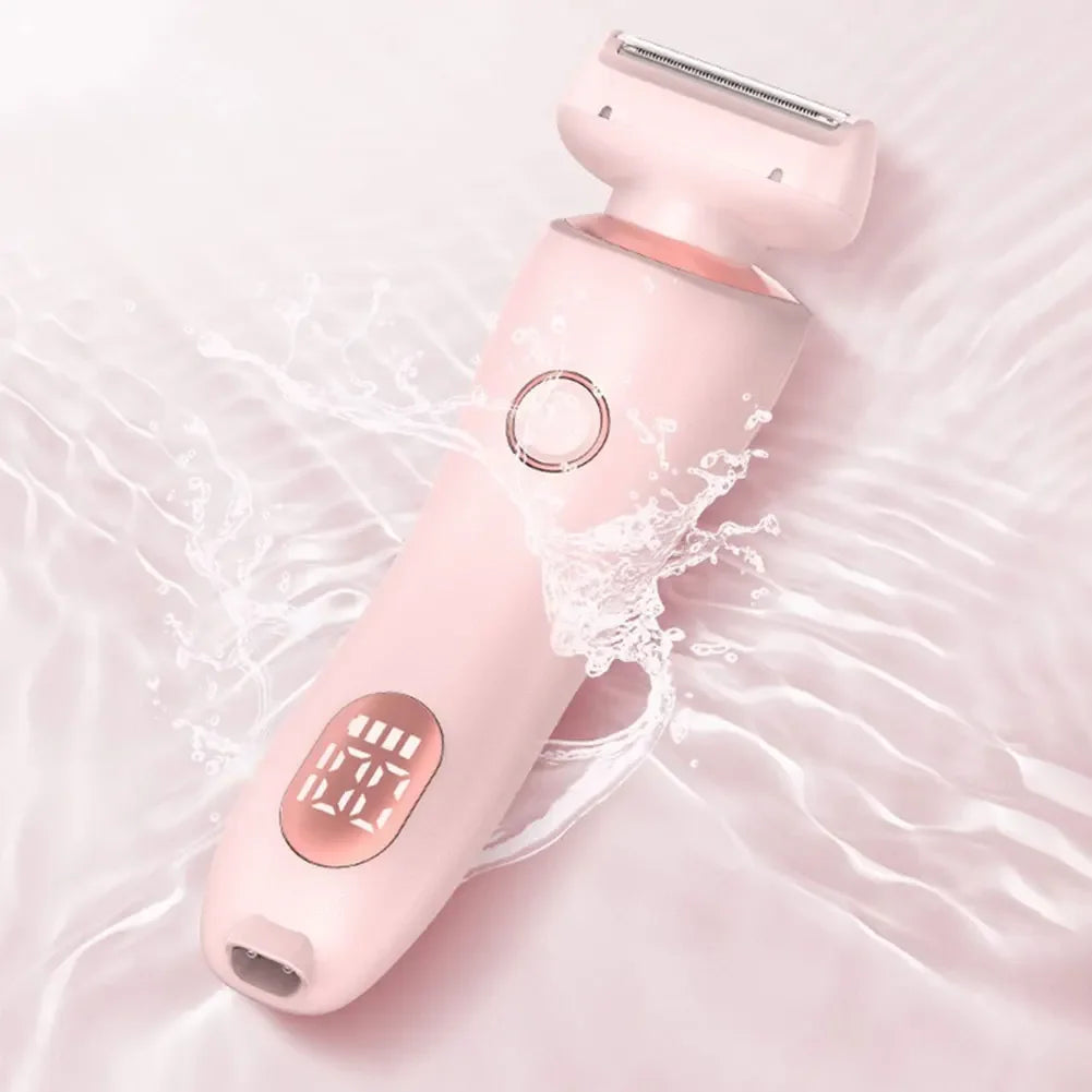 Women Electric Epilator 2 in 1 Body Hair Removal Razor Waterproof Rechargeable Bikini Trimmer for Pubic Legs Underarms Face Hair