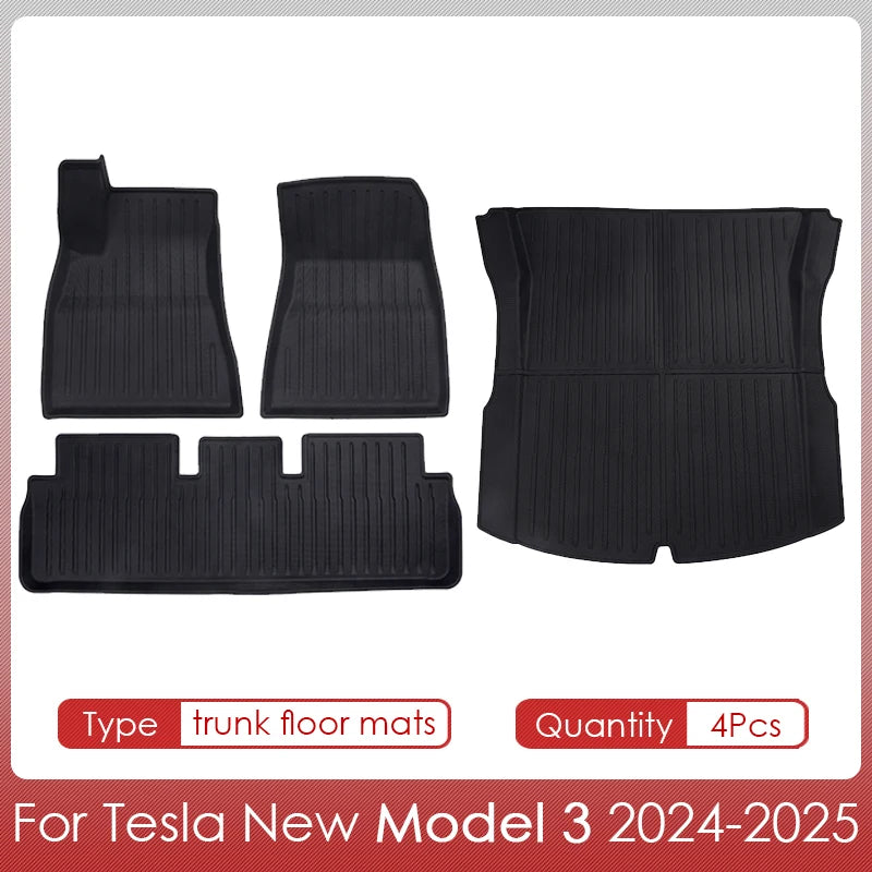 Floor Mats Cargo Liner For Tesla Model 3 2025 Highland Waterproof Anti-slip Trunk Mat TPE Pads Model 3 2024 Highland Accessories
