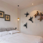DDPNKL 3Pcs/Set Black Metal Hummingbird Wall Decor Hollow Out Iron Art Bird Sculpture Ornament Waterproof Hanging Figurines