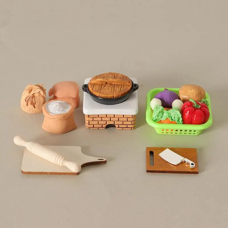 1 Set Doll Kitchen Cookware Baking Supplies Decor Toy 1/12 Dollhouse Mini Kitchenware Kit Model Micro Scene Construction Props