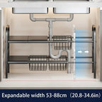 1 Set Multi-Use Kitchen Under Bathroom Sink Organizers - Expandable Cabinet Shelf Organizer Storage Rack