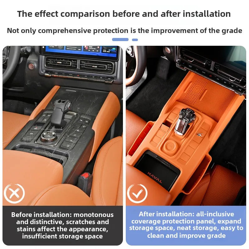 For Great Wall Haval H9 2024 2025 Center Console Wireless Charging Silicone Pad with Storage Bag Gear Shift Panel Dust Cover