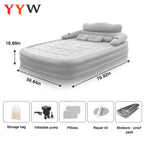 New 2 Persons Inflatable Mattress Camping Folding Outdoor Indoor Home Air Cushion 48cm High Bed Lazy Laying Soft Skin-friendly