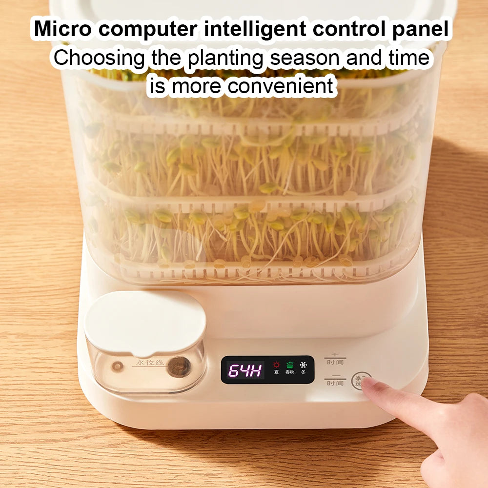 JIQI Automatic Intelligent Bean Sprout Machine Seedling Irrigation Pot Thermostat Green Vegetable Seed Growth Bucket Germinator