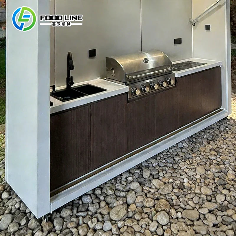 Outdoor Kitchen Set with Bbq and Refrigerator Luxurious Popular for Restaurant Hotel Poolside Custom