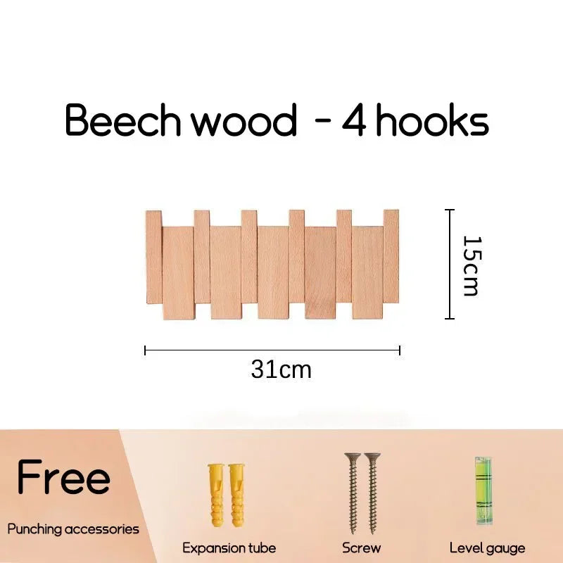Wall Mounted Black Walnut Coat Rack Creative Hanging Hat Key Bags Holder Doorway Entrance Cloak Rack Home Decor Furniture