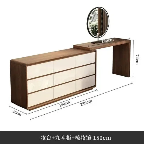 Desk Organizer Bedroom Dressing Table Mirror Bedside Modern Wood Makeup Table Storage Nordic Vanitys Para Maquillaje Furniture