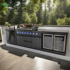 Customized Luxury Outdoor Kitchen Granite Garden Stainless Steel Waterproof Heavy Duty Gas BBQ Full Kitchen Cabinet Frame