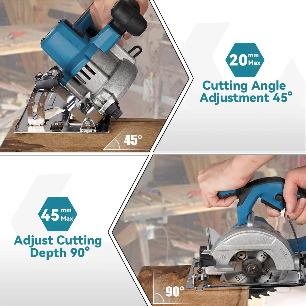 1000W Brushless Electric Circular Saw 10800RPM Cordless Multifunctional Woodworking Cutting Power Tool For Makita Battery Pin