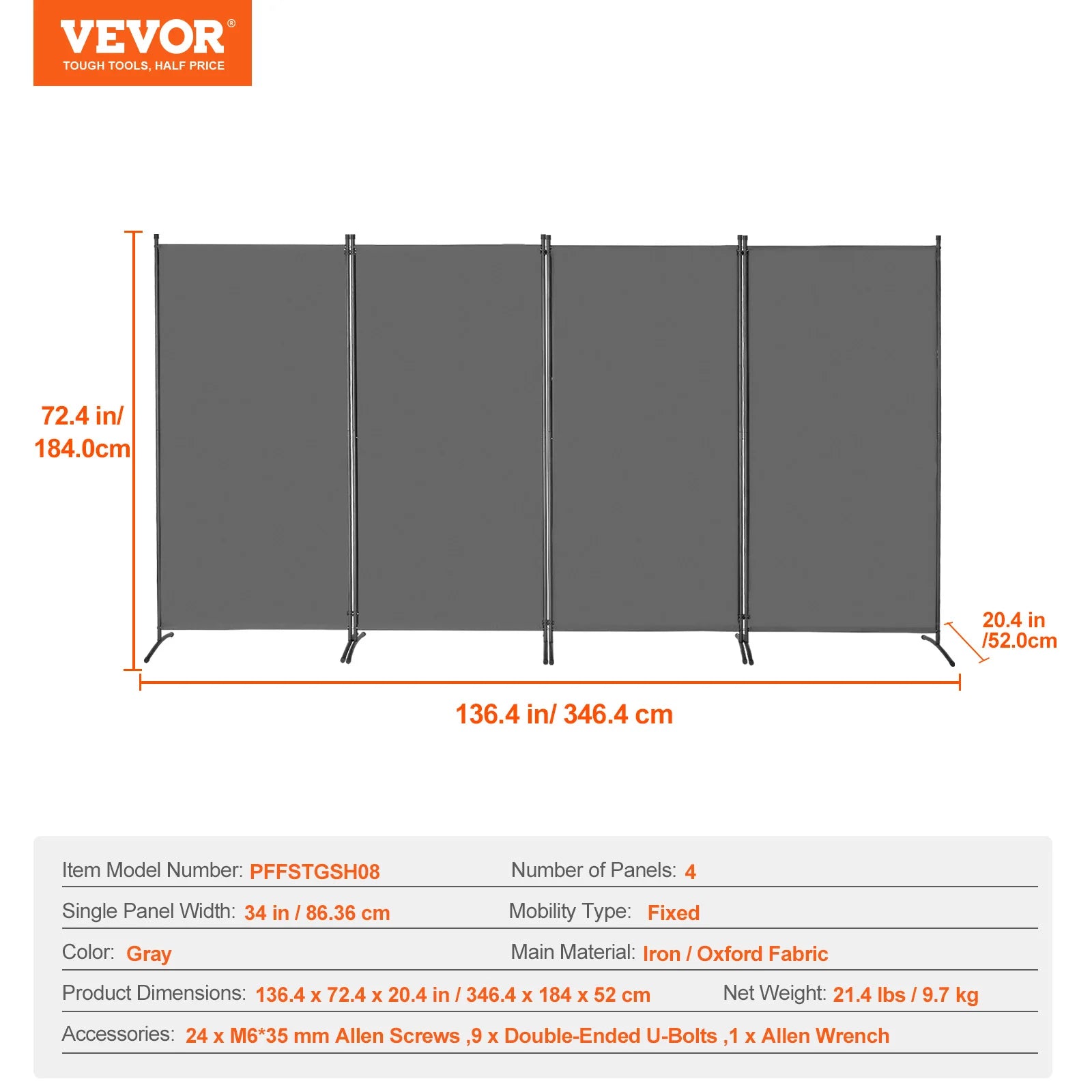 VEVOR 3/4/6 Panel Room Divider Folding Privacy Screen and Portable Freestanding Room Partitions for Office Bedroom Study Hotel