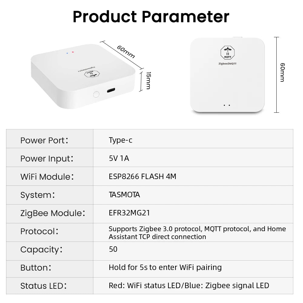 AVATTO ZigBee 3.0 Smart Dongle Gateway Hub ，Smart Home Automation Wireless Bridge Support Tasmota ZigBee2MQTT Home Assistant