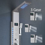 ULGKSD Full Faucet Set System LED Bathroom Showers Panel Hot&Cold Shower Column Rainfall And Waterfall Faucet Bathroom Mixer Tap