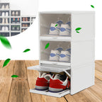 3Pcs Stackable Shoe Box Push Drawer Storage Organizer Shoe Box Clear Cover Gray