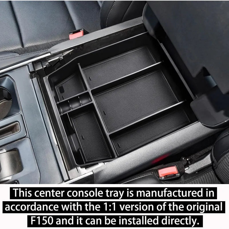Center Console Organizer Tray Compatible 2021 2022 2023 2024 Ford F150 Accessories, Console Organizer Armrest Tray Insert Contai