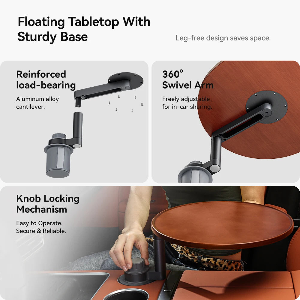 YZ For Tesla Model 3 Y juniper Kia Hyundai Car Water Cup Extended Table Board  Solid Wood Food Drink Tray Portable Office Table