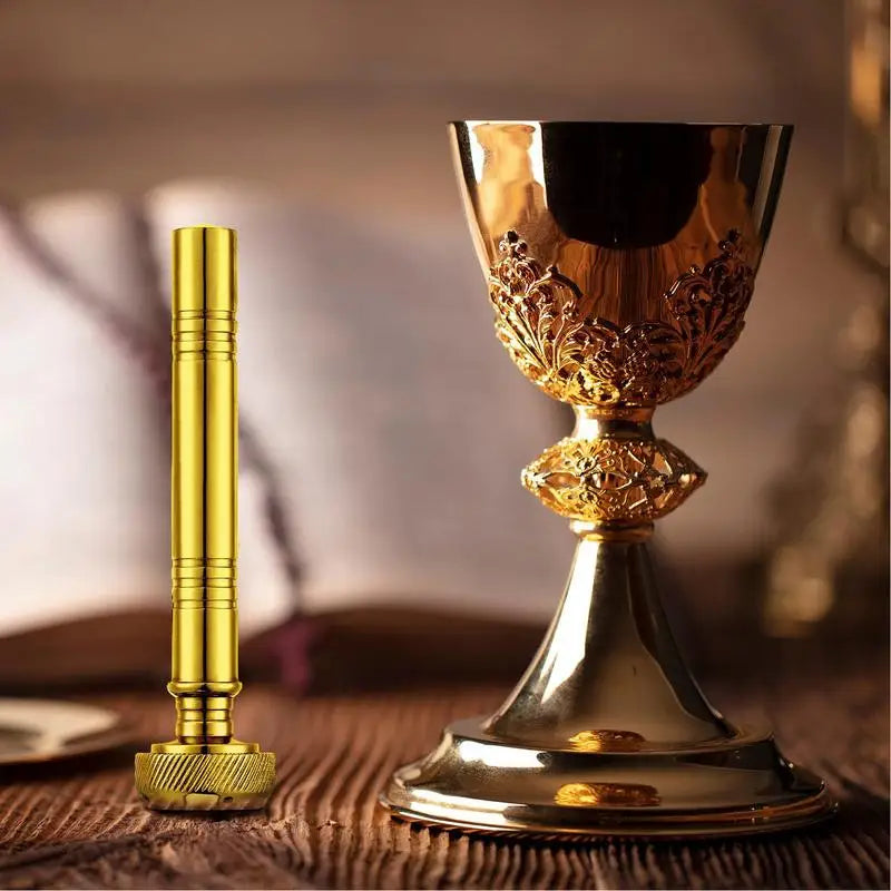 Christian Pocket Holy Water Sprinkler with Leather Storage Bag Religious Copper Holy Water Container Dispenser Travel Sprinkler