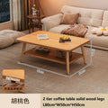 Formwell 80*50cm top 2 tier simple coffee table wood sofa table for Living Room easy assembling solid wood legs