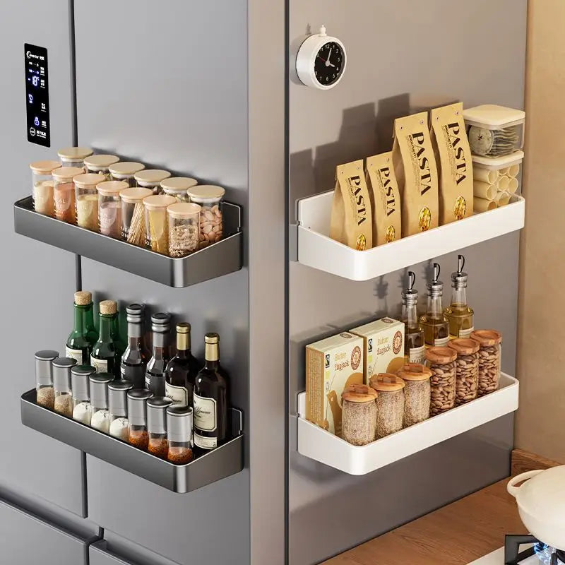 Kitchen Magnetic Suction Shelf Carbon Steel Wall-Mounted Free Punching Refrigerator Side Storage Kitchen Seasoning Storage Rack