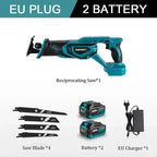 18V Brushless Reciprocating Saw Electric Saw Wood Metal PVC Pipe Materials Cutting With 4 PCS Saw Blades For Makita Battery Pin