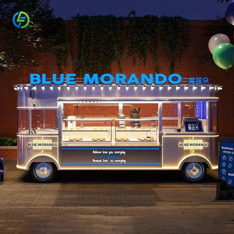 Customized Full Kitchen Equipment Mobile Trailer Camper Caravan Food Truck For Outdoor Commercial Vending Catering